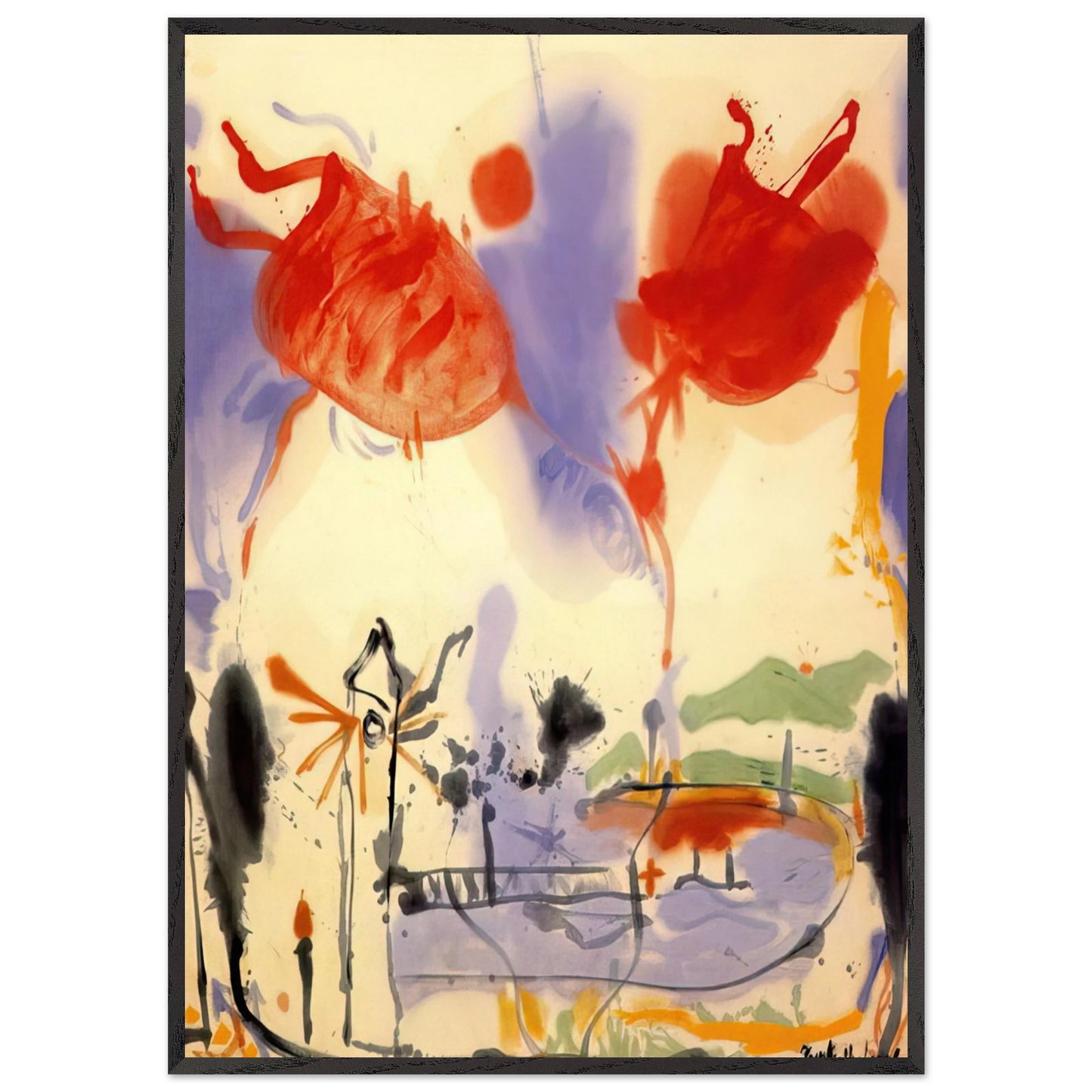 Helen Frankenthaler - Round Trip - 1957 Wall art - 30x45 cm / 12x18 inches - Premium Wooden Framed Poster With Fine Art Paper-canvas - Wood frame