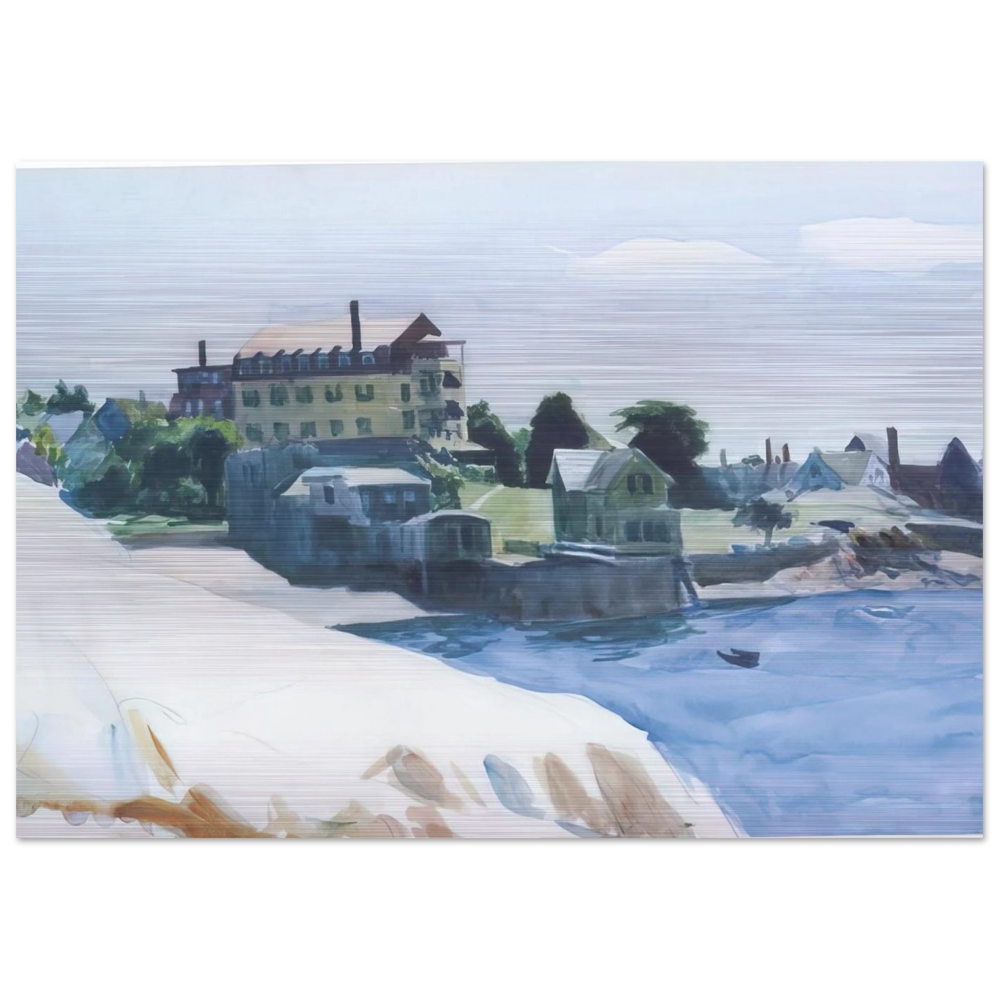 Small Town on Cove - Edward Hopper Brushed Aluminum Print - 70x100 cm / 28x40 inches | Edward Hopper Aluminum Print | Edward Hopper Prints