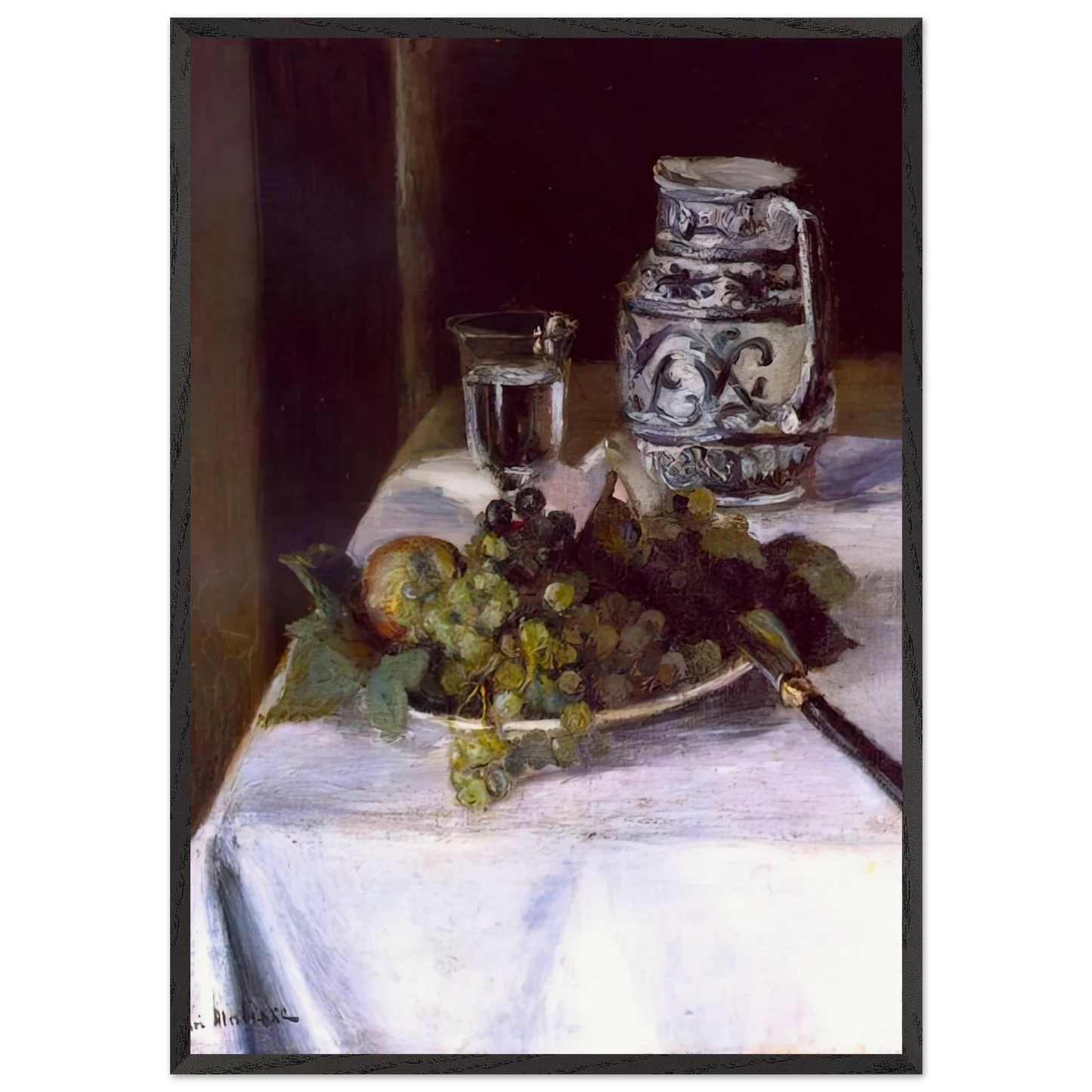STILL LIFE WITH GRAPES 1896 - Henri Matisse 70x100 cm / 28x40 inches Framed Art Print – Black Wooden Frame