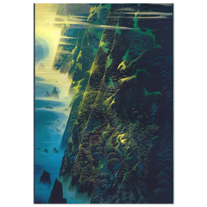 Jeweled Cliffs - Eyvind Earle Brushed Aluminum Print - 70x100 cm / 28x40 inches | Eyvind Earle Aluminum Print | Eyvind Earle Prints