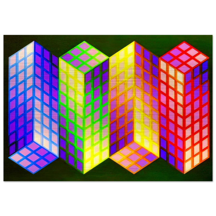 Torony-Nagy - 1969 - Victor Vasarely Brushed Aluminum Print - 70x100 cm / 28x40 inches | Victor Vasarely Aluminum Print | Victor Vasarely Prints