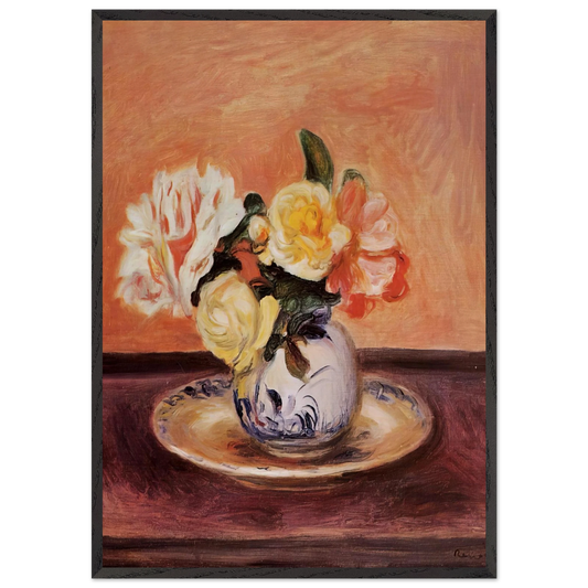 VASE OF FLOWERS N5 - Pierre-Auguste Renoir 70x100 cm / 28x40 inches Framed Art Print – Black Wooden Frame