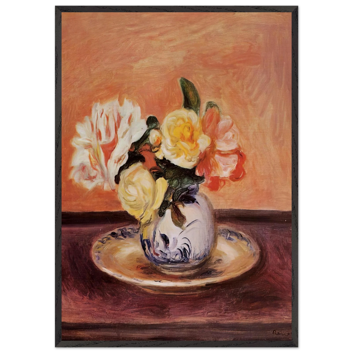 VASE OF FLOWERS N5 - Pierre-Auguste Renoir 70x100 cm / 28x40 inches Framed Art Print – Black Wooden Frame