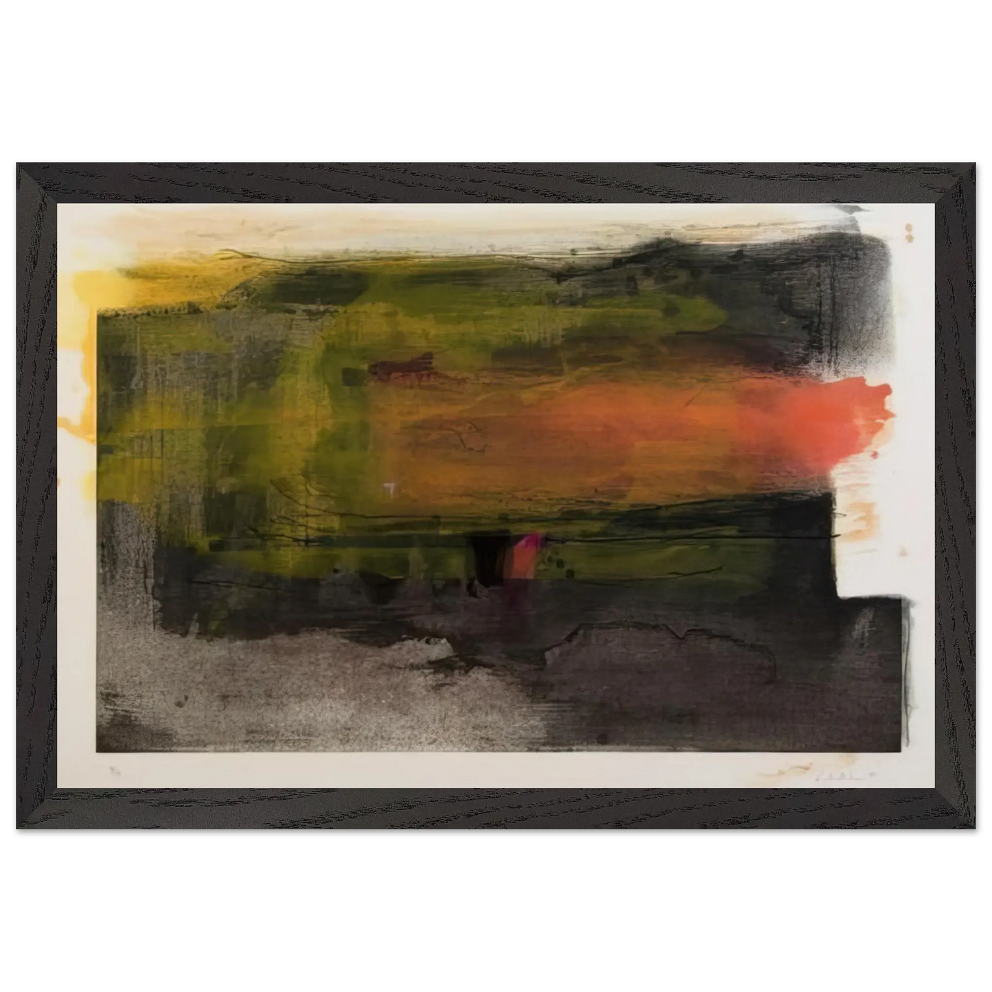 Helen Frankenthaler - Deep Sun - 1983 Wall art - 13x18 cm / 5x7 Inches - Premium Wooden Framed Poster With Fine Art Paper - Wood frame