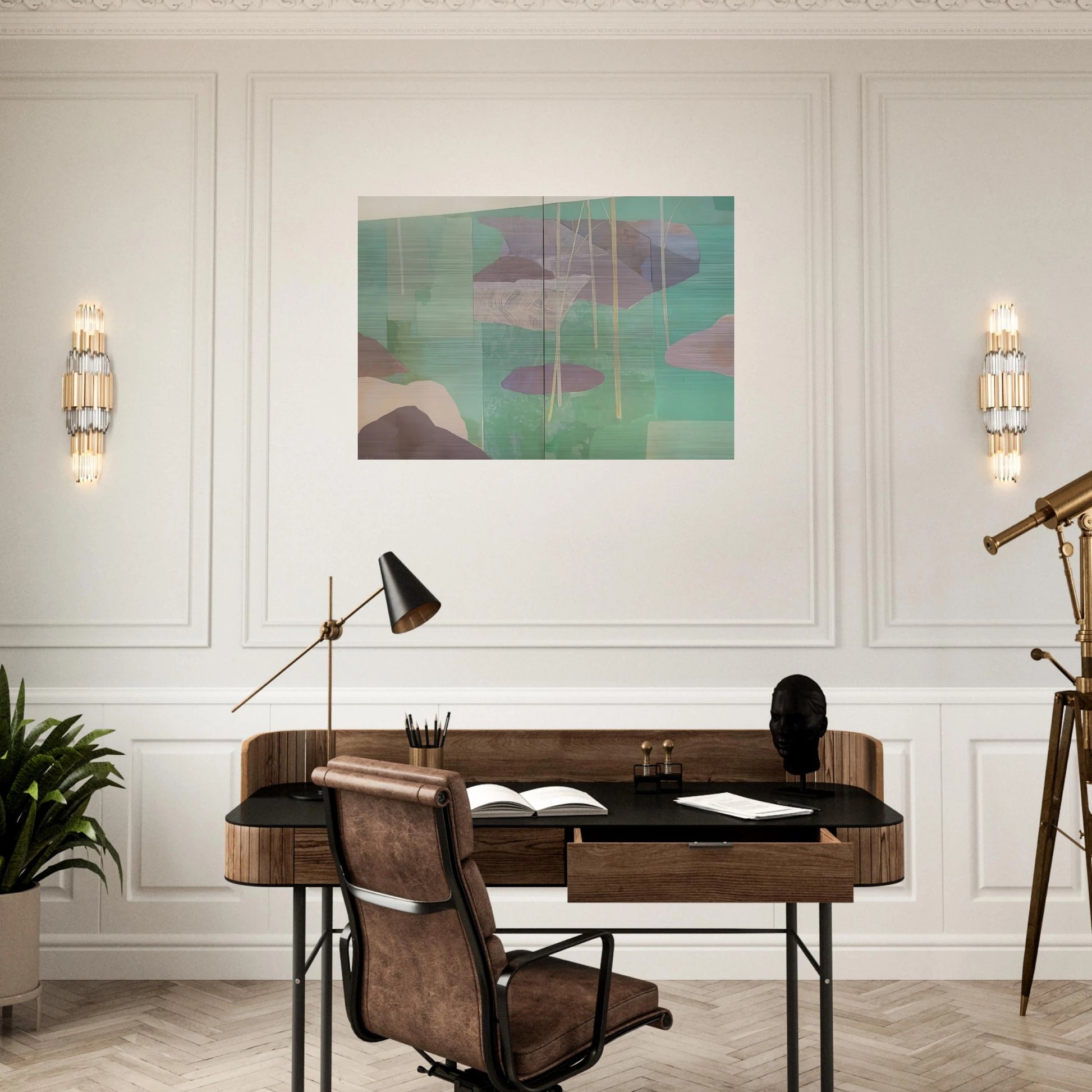 Young Bamboo Diptych - Abstract Expressionism - Kenzo Okada Brushed Aluminum Print - 70x100 cm / 28x40 inches | Kenzo Okada Aluminum Print | Kenzo Okada Prints