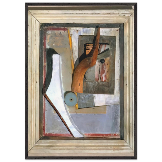 RELIEF IN RELIEF 1945 - Kurt Schwitters 70x100 cm / 28x40 inches Framed Art Print – Black Wooden Frame