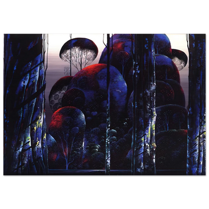 Trees Draped in Autumn - Eyvind Earle Brushed Aluminum Print - 70x100 cm / 28x40 inches | Eyvind Earle Aluminum Print | Eyvind Earle Prints