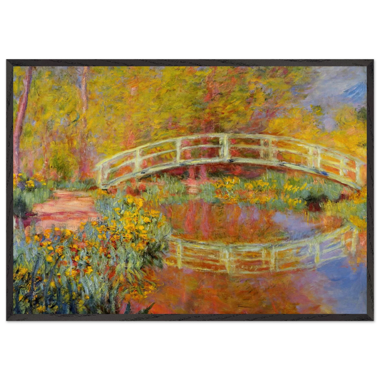 The Japanese Bridge The Bridge in Monets Garden - claude monet 70x100 cm / 28x40 inches Framed Art Print – Black Wooden Frame