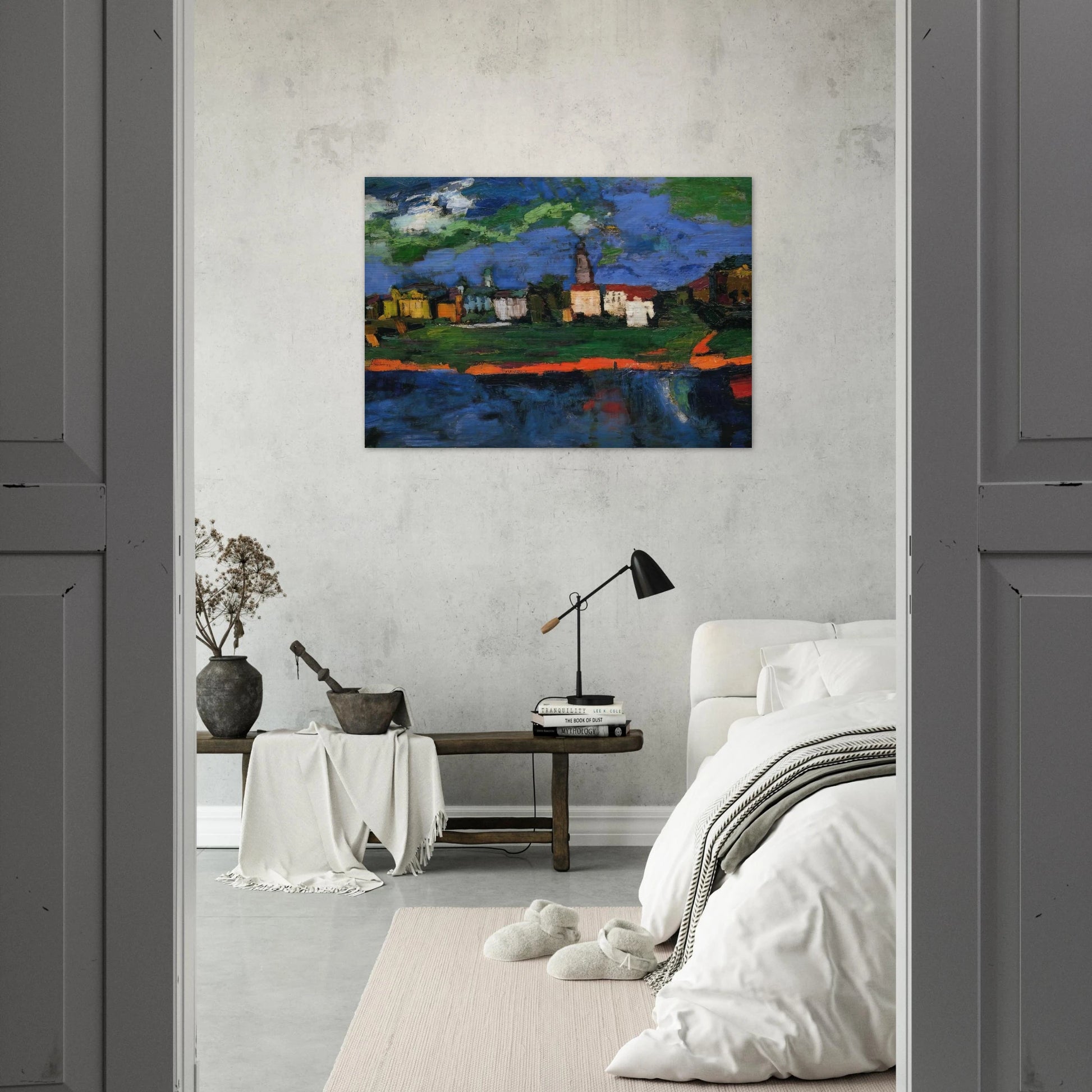 THE ELBE NEAR DRESDEN - OSKAR KOKOSCHKA Brushed Aluminum Print - 70x100 cm / 28x40 inches | OSKAR KOKOSCHKA Aluminum Print | OSKAR KOKOSCHKA Prints