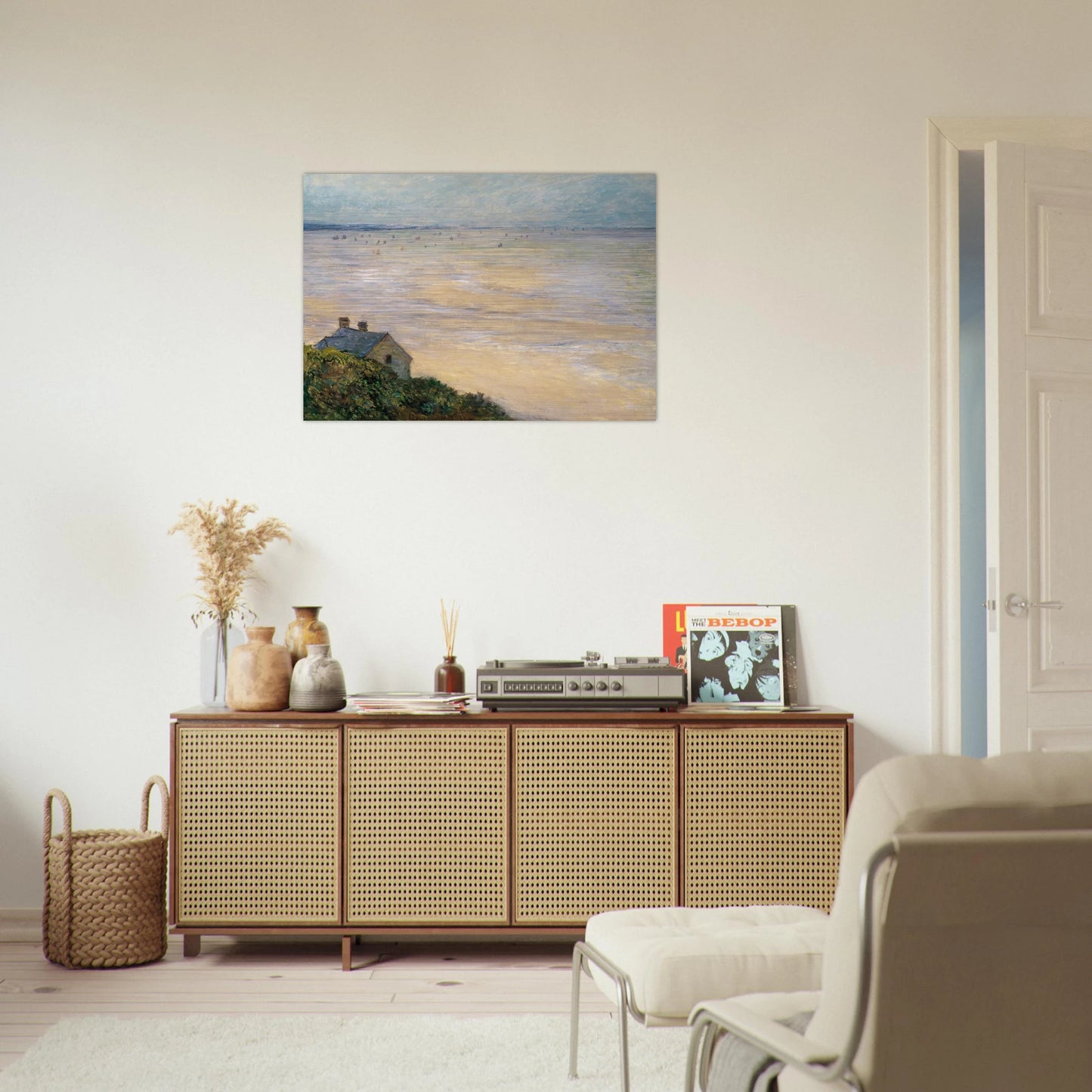 The Hut at Trouville, Low Tide - claude monet Brushed Aluminum Print - 70x100 cm / 28x40 inches | claude monet Aluminum Print | claude monet Prints