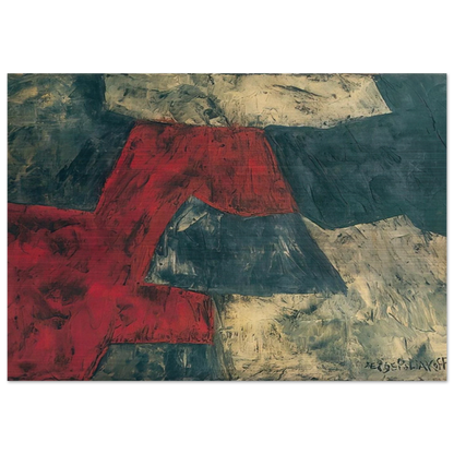 Composition - 1958 - Serge Poliakoff Brushed Aluminum Print - 70x100 cm / 28x40 inches | Serge Poliakoff Aluminum Print | Serge Poliakoff Prints