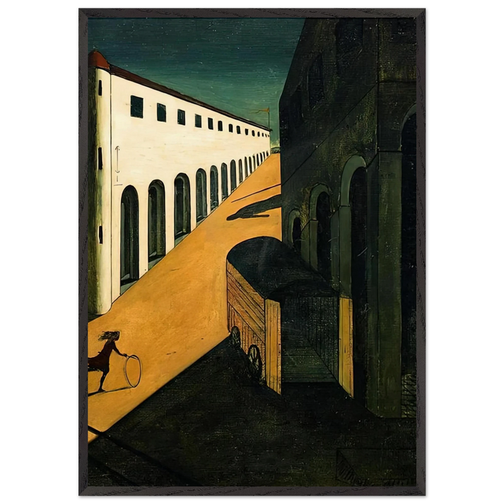 MYSTERY AND MELANCHOLY OF A STREET 1914 - Giorgio de Chirico 70x100 cm / 28x40 inches Framed Art Print – Black Wooden Frame