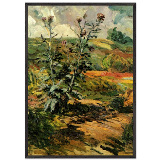 Two Thistles - Vincent van Gogh 70x100 cm / 28x40 inches Framed Art Print – Black Wooden Frame
