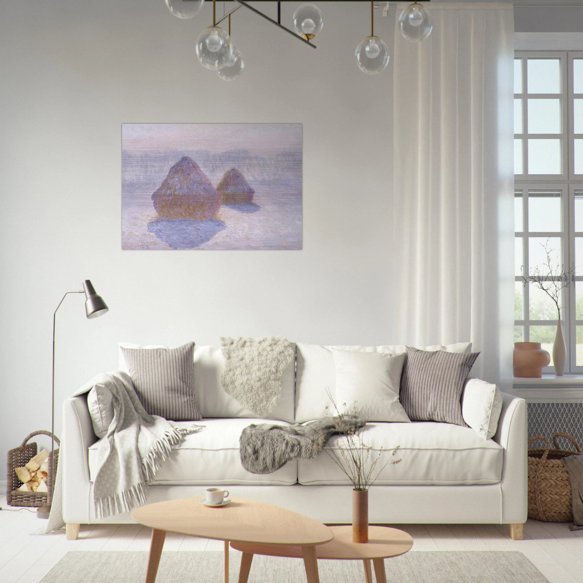 Haystacks Effect of Snow and Sun - claude monet Brushed Aluminum Print - 70x100 cm / 28x40 inches | claude monet Aluminum Print | claude monet Prints