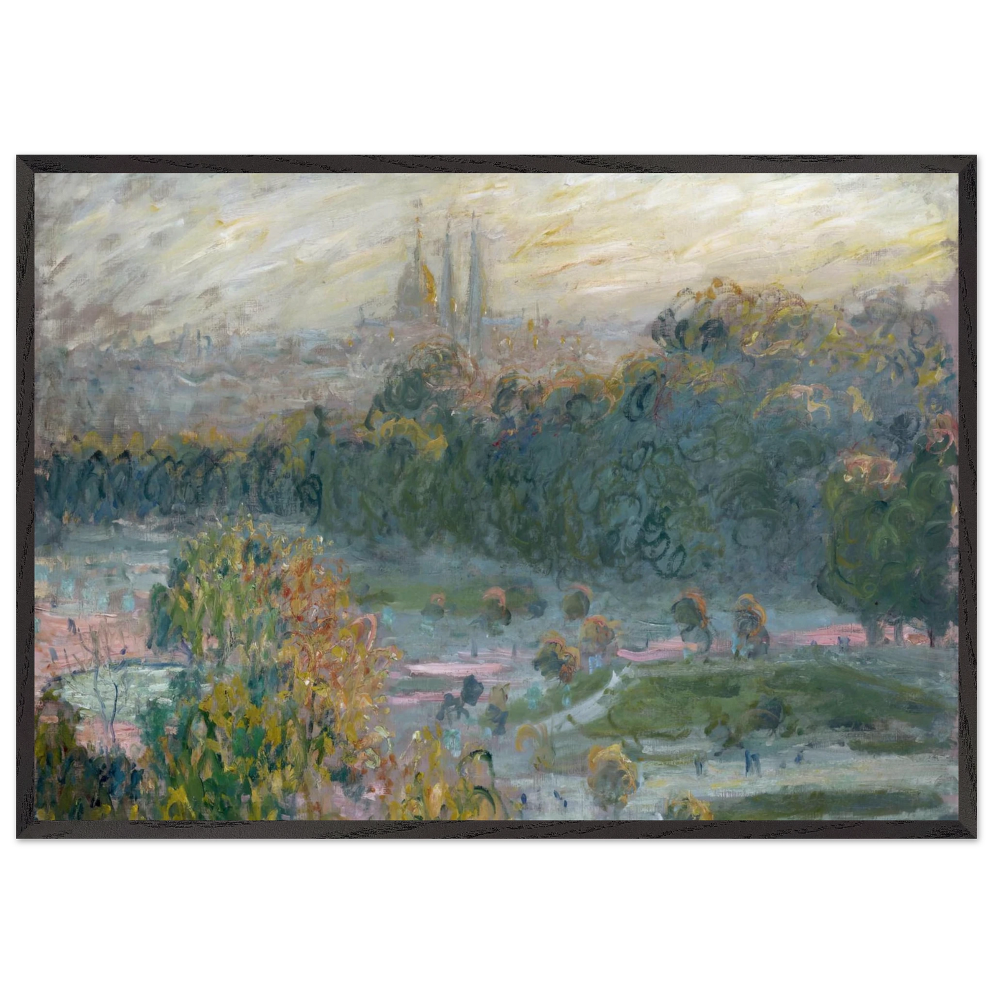 The Tuileries Study - claude monet 70x100 cm / 28x40 inches Framed Art Print – Black Wooden Frame