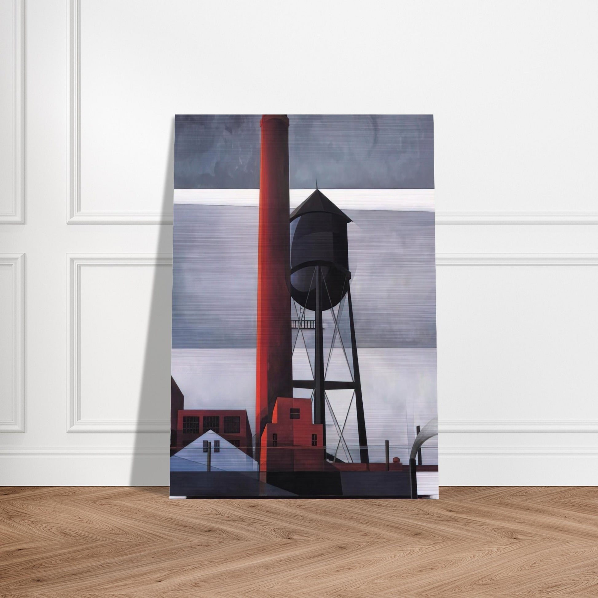 Chimney and Water Tower - 1931 - Charles Demuth Brushed Aluminum Print - 70x100 cm / 28x40 inches | Charles Demuth Aluminum Print | Charles Demuth Prints