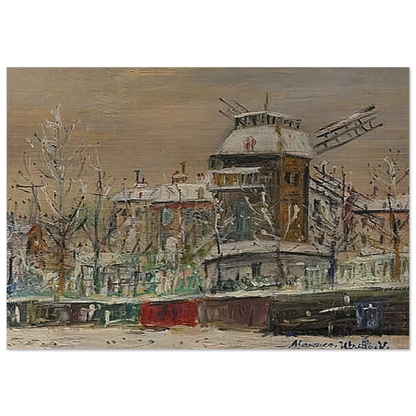 MOULIN DE LA GALETTE UNDER THE SNOW 1 - Maurice Utrillo Brushed Aluminum Print - 70x100 cm / 28x40 inches | Maurice Utrillo Aluminum Print | Maurice Utrillo Prints