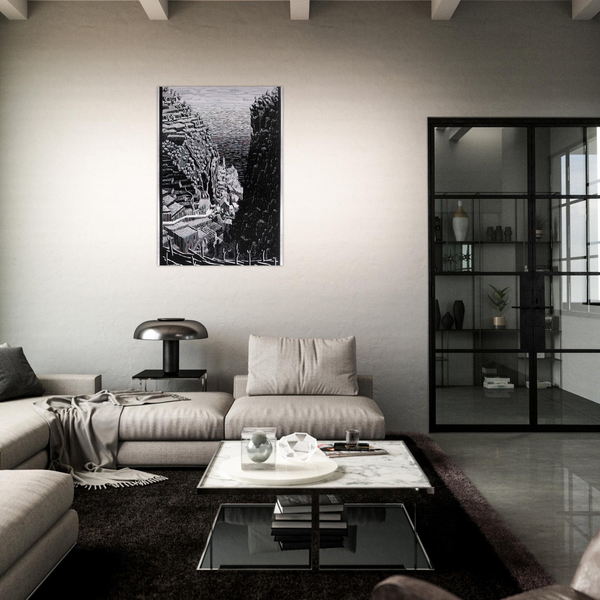 ATRANI COAST OF AMALFI 1 - MC Escher Brushed Aluminum Print - 70x100 cm / 28x40 inches | MC Escher Aluminum Print | MC Escher Prints