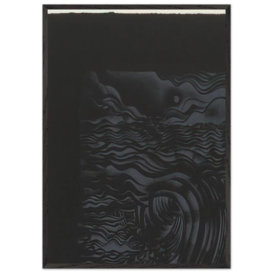 STUDY FOR AN UNTITLED PRINT WHITE ON BLACK 1982 - Lee Bontecou 70x100 cm / 28x40 inches Framed Art Print – Black Wooden Frame
