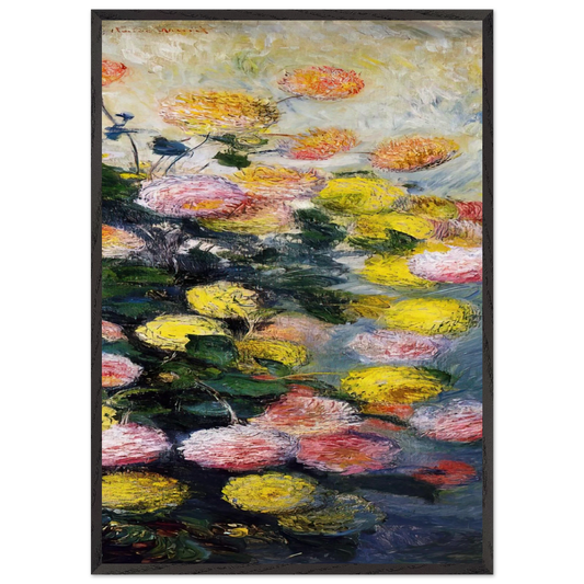 Dahlias 2 - claude monet 70x100 cm / 28x40 inches Framed Art Print – Black Wooden Frame