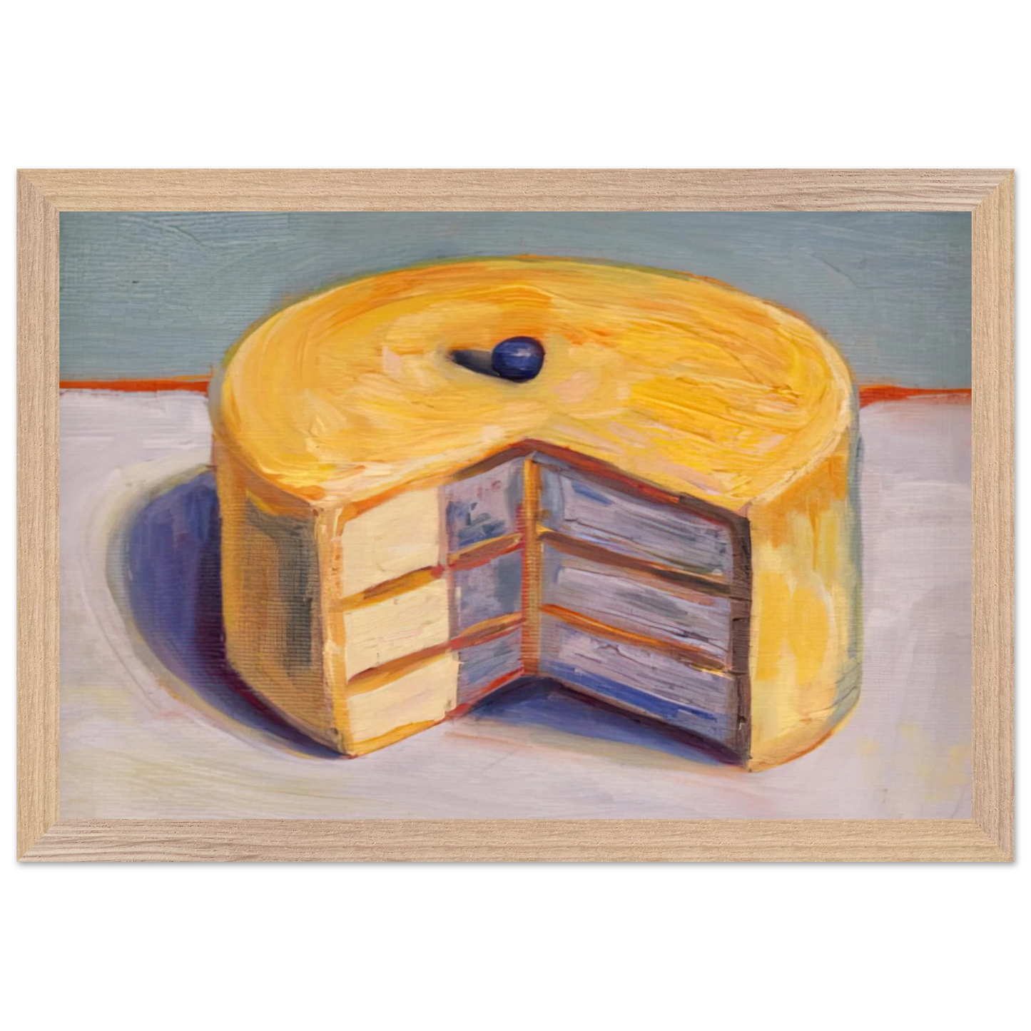 Wayne Thiebaud - Lemon Cake - 1964 Wall Art - 60x80 cm / 24x32 inches - Premium Wooden Framed Poster With Fine Art Paper-canvas - Wood frame