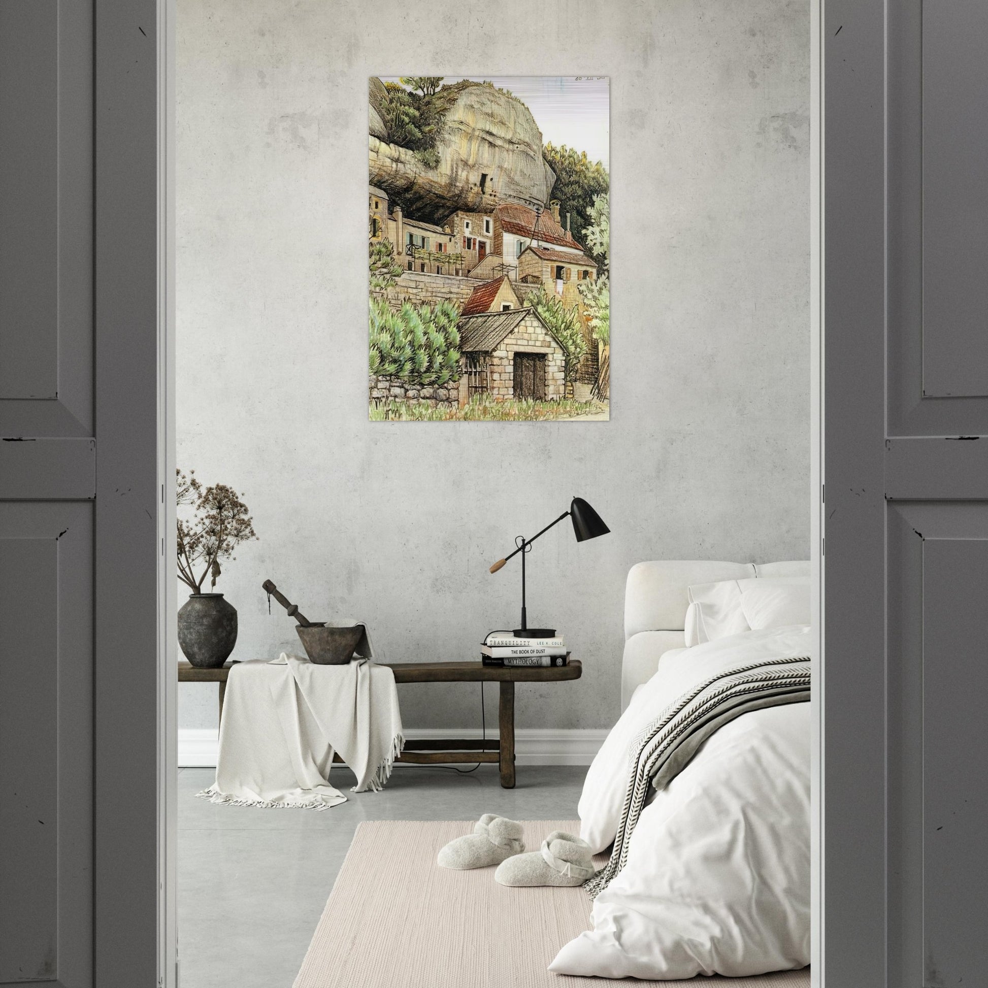 LES EYZIES FRANCE - MC Escher Brushed Aluminum Print - 70x100 cm / 28x40 inches | MC Escher Aluminum Print | MC Escher Prints