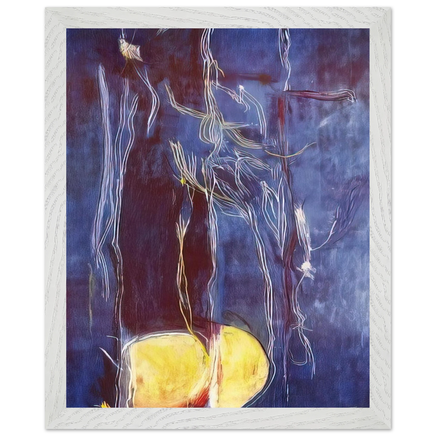 Helen Frankenthaler - All About Blue - 1994 Wall art - 13x18 cm / 5x7 inches - Premium Wooden Framed Poster With Fine Art Paper-canvas - White frame