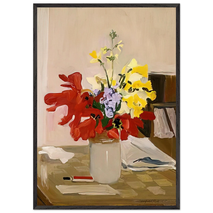 ANEMONE AND DAFFODIL 1965 - Fairfield Porter 70x100 cm / 28x40 inches Framed Art Print – Black Wooden Frame