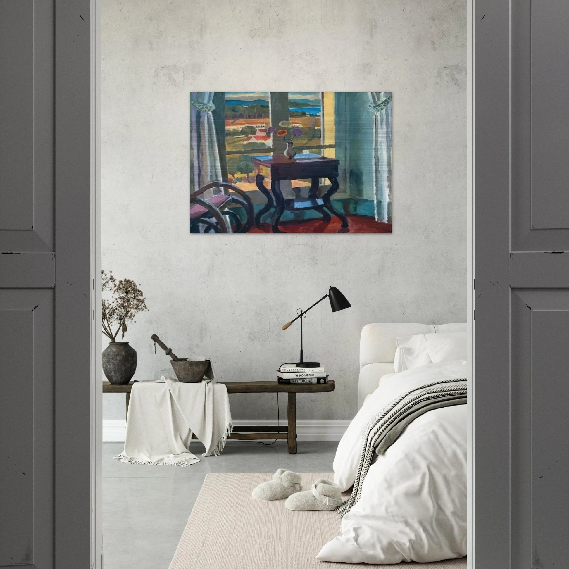 INTERIOR WITH A TABLE 1921 - Vanessa Bell Brushed Aluminum Print - 70x100 cm / 28x40 inches | Vanessa Bell Aluminum Print | Vanessa Bell Prints