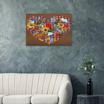 Our Stenciled Heart - 2008 - Miriam Schapiro Brushed Aluminum Print - 70x100 cm / 28x40 inches | Miriam Schapiro Aluminum Print | Miriam Schapiro Prints