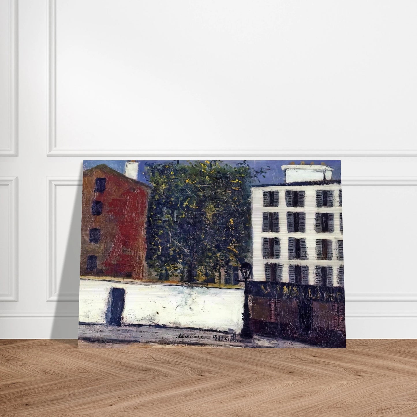 MONTMARTRE STREET - Maurice Utrillo Brushed Aluminum Print - 70x100 cm / 28x40 inches | Maurice Utrillo Aluminum Print | Maurice Utrillo Prints