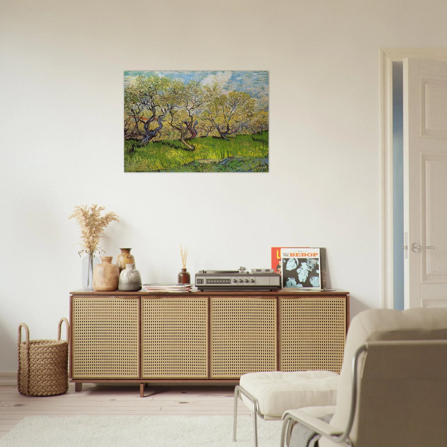 Orchard in Blossom - Vincent van Gogh Brushed Aluminum Print - 70x100 cm / 28x40 inches | Vincent van Gogh Aluminum Print | Vincent van Gogh Prints