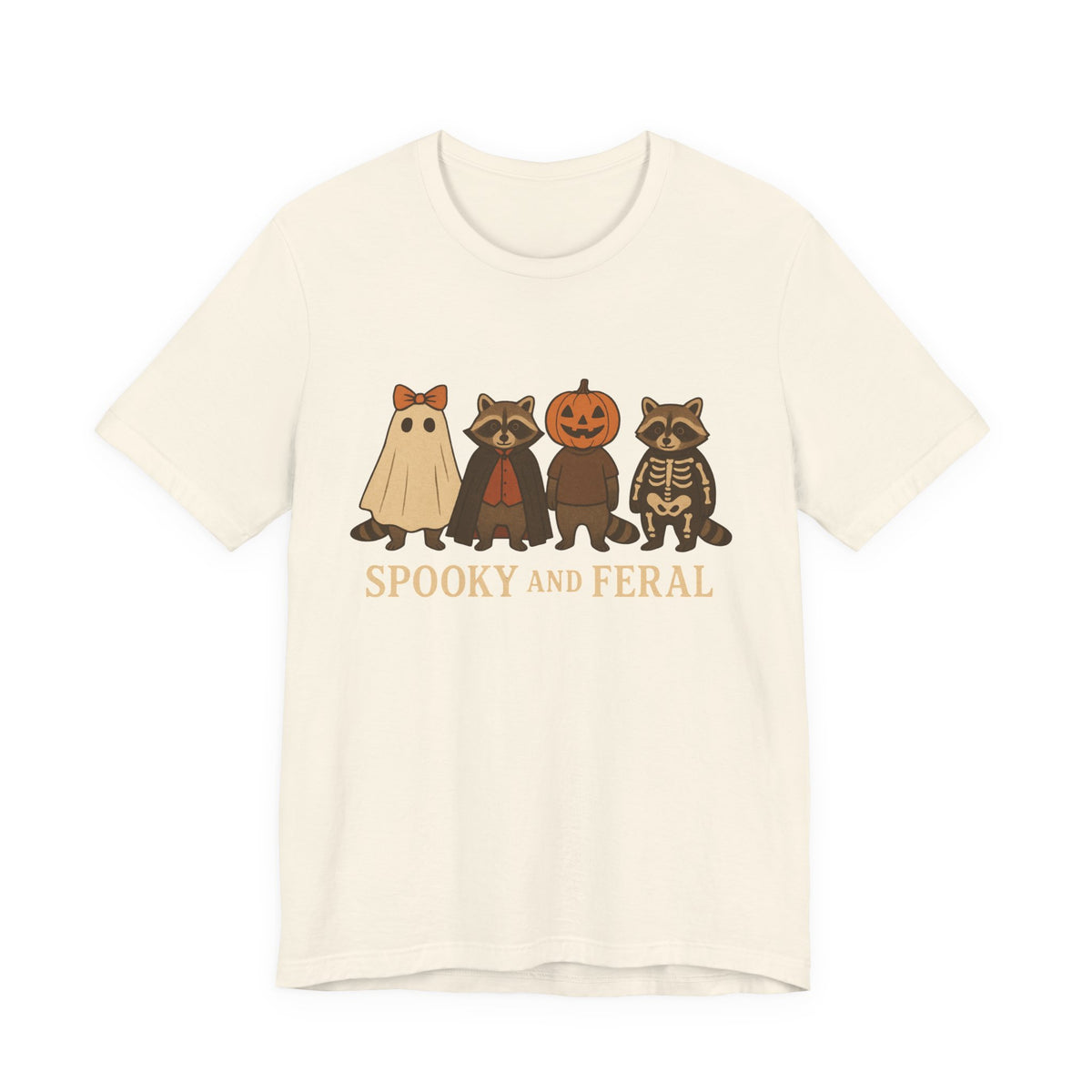T-shirt "Raton laveur effrayant", T-shirt Halloween drôle à motifs, T-shirt vintage automne mignon, T-shirt tendance femme pour Halloween, T-shirt "Raton laveur sauvage"