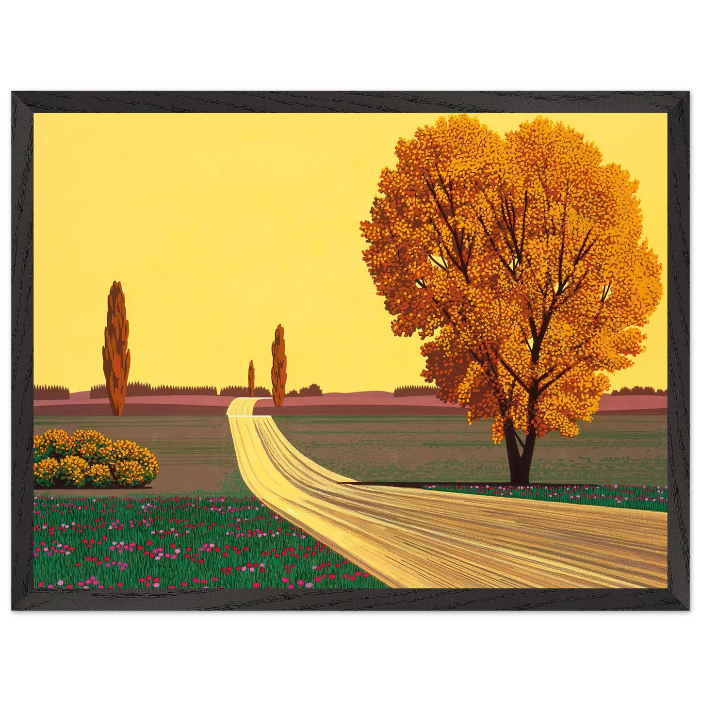 Hiroshi Nagai - Autumn Wall Art - 30x40 cm / 12x16 inches - Premium Wooden Framed Poster With Fine Art Paper - Black frame