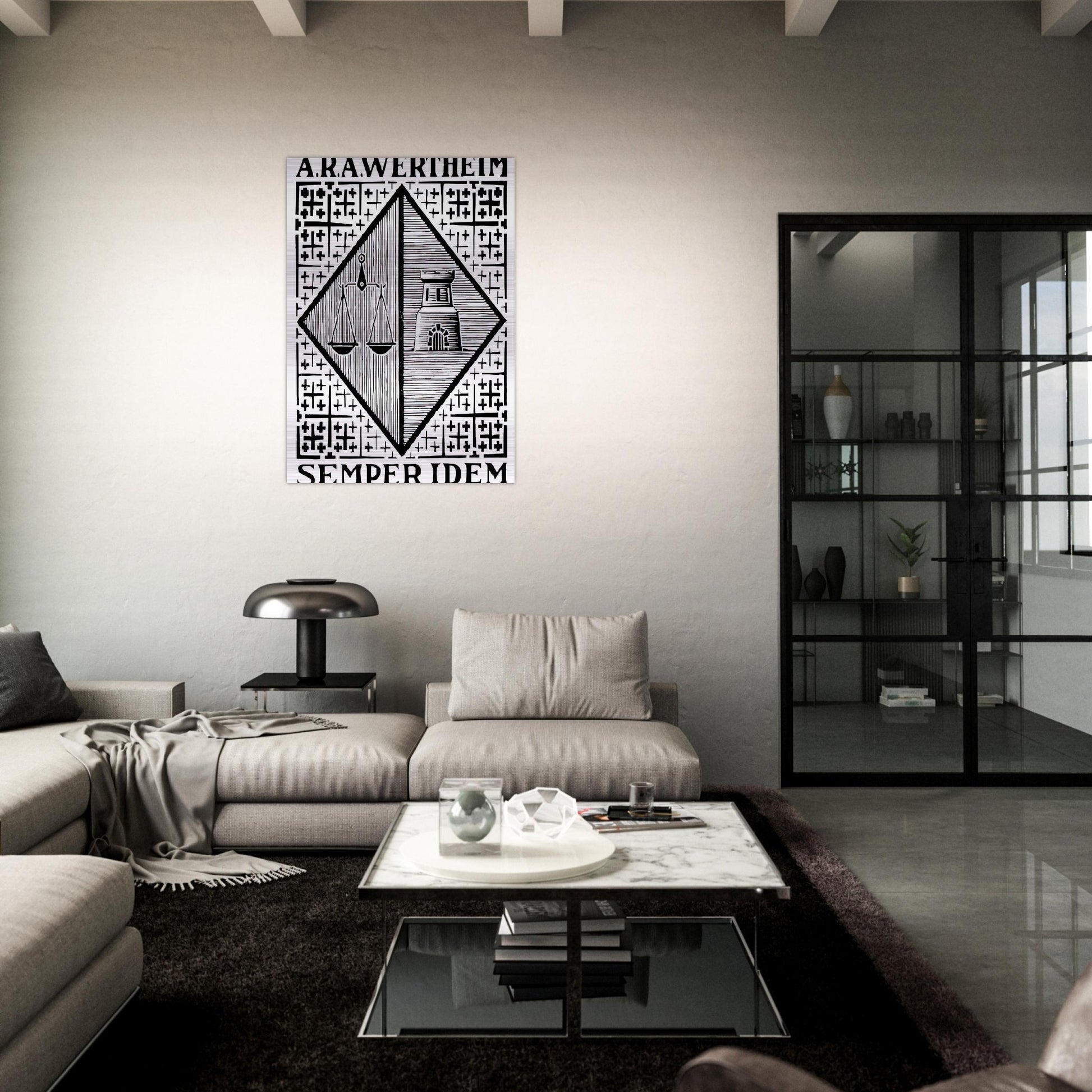 BOOKPLATE A R A WERTHEIM - MC Escher Brushed Aluminum Print - 70x100 cm / 28x40 inches | MC Escher Aluminum Print | MC Escher Prints
