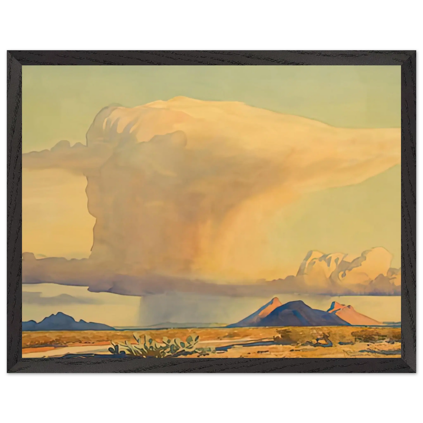 Maynard Dixon - DROUGHT AND DOWNPOUR 1944 Wall art - 21x29.7 cm / 8x12" - Premium Wooden Framed Poster With Fine Art Paper - Wood frame
