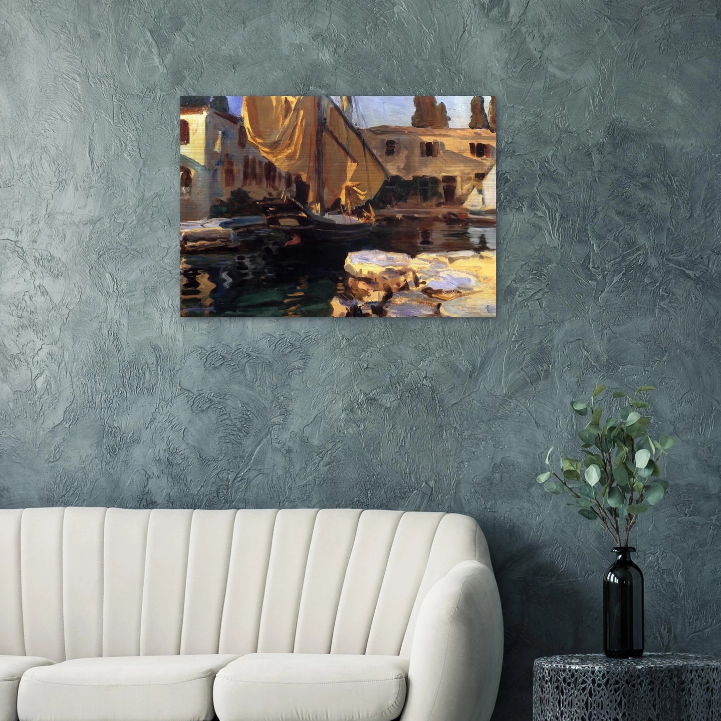 San Vigilio. A Boat with Golden Sail - John Singer Sargent Brushed Aluminum Print - 70x100 cm / 28x40 inches | John Singer Sargent Aluminum Print | John Singer Sargent Prints