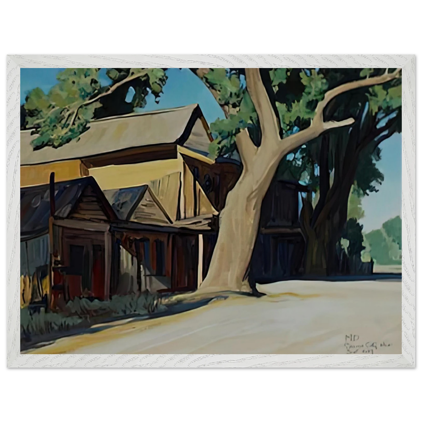 Maynard Dixon - OLD CHINATOWN CARSON CITY NEVADA 1937 Wall art - 21x29.7 cm / 8x12" - Premium Wooden Framed Poster With Fine Art Paper-canvas - White frame