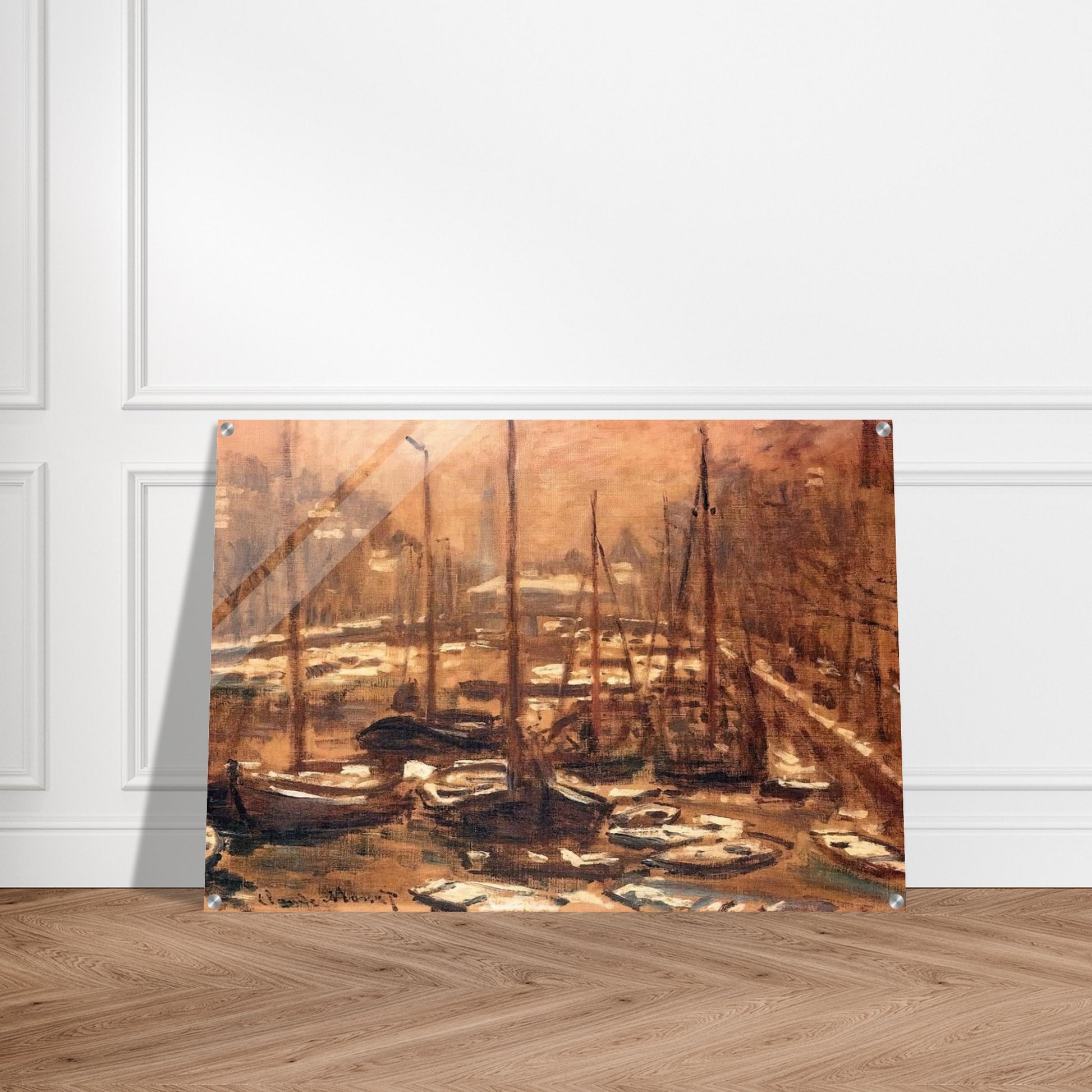 Geldersekade of Amsterdam Invierno - claude monet Acrylic Print - 70x100 cm / 28x40″ inches | claude monet Wall Art | claude monet Prints