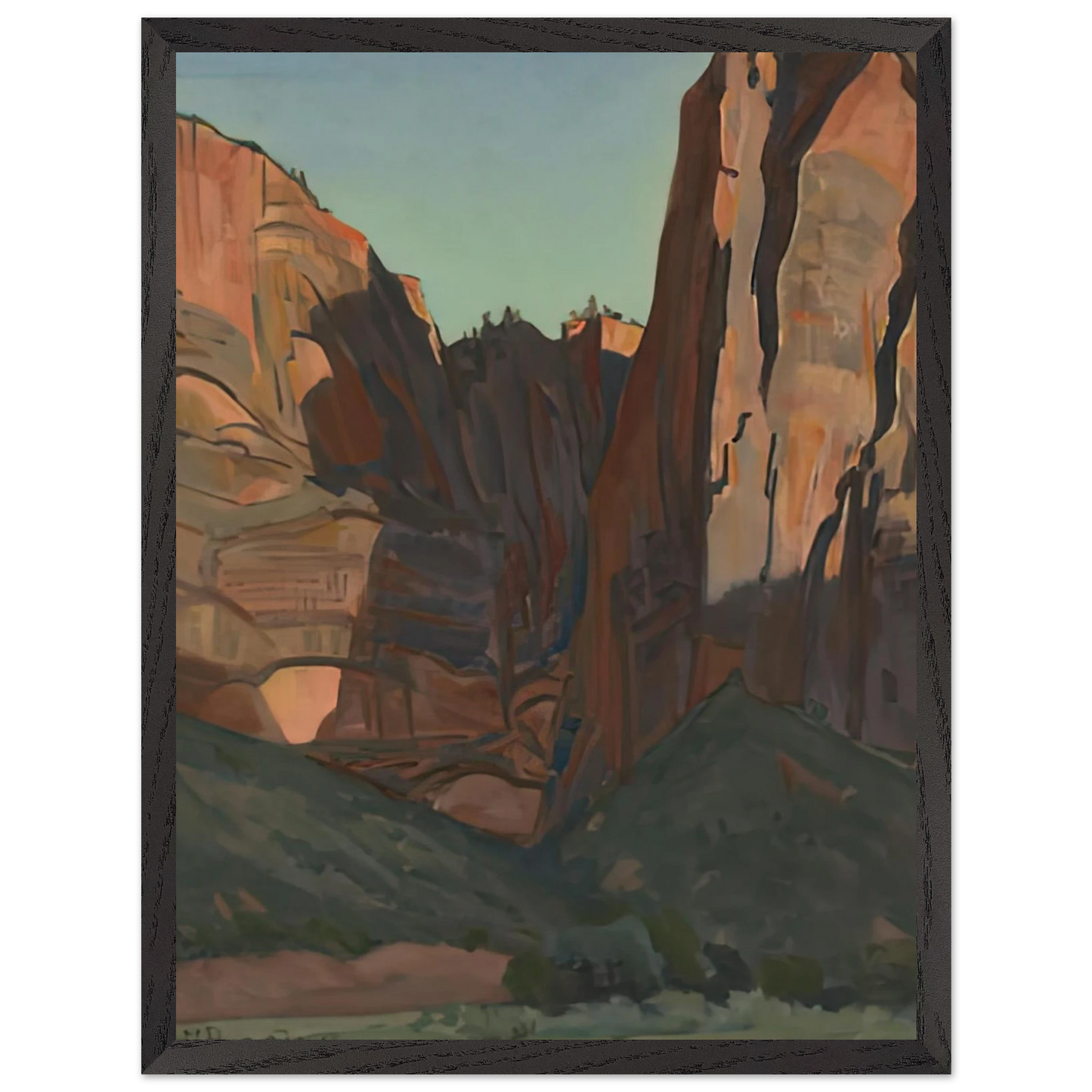 Maynard Dixon - NOTCH IN THE WALL ZION NATIONAL PARK AUGUST 1933 1933 Wall art - 60x80 cm / 24x32 inches - Premium Wooden Framed Poster With Fine Art Paper-canvas - White frame