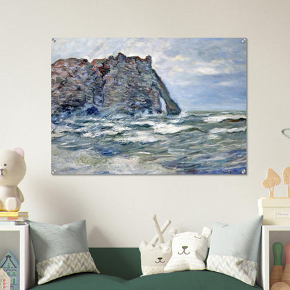 Port d`Aval, Rough Sea - claude monet Acrylic Print - 70x100 cm / 28x40″ inches