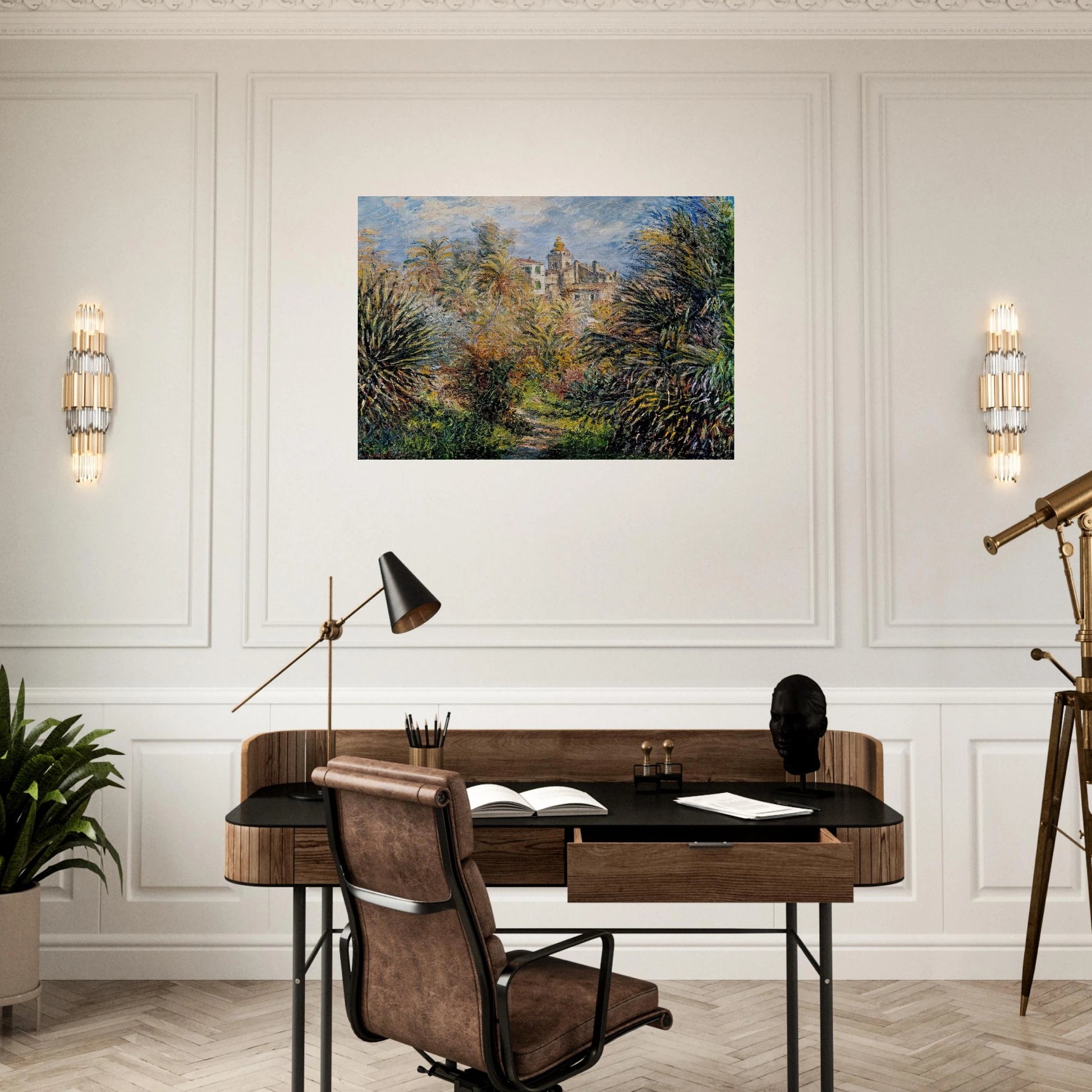 The Moreno Garden at Bordighera - claude monet Brushed Aluminum Print - 70x100 cm / 28x40 inches | claude monet Aluminum Print | claude monet Prints