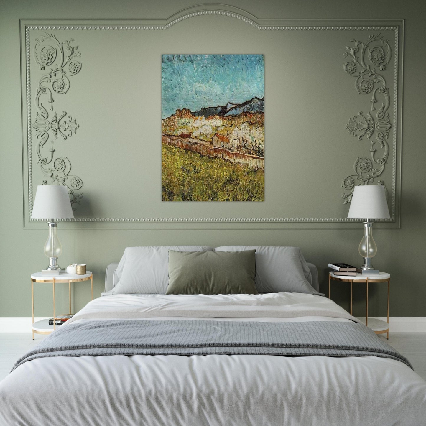 At the Foot of the Mountains - Vincent van Gogh Brushed Aluminum Print - 70x100 cm / 28x40 inches | Vincent van Gogh Aluminum Print | Vincent van Gogh Prints