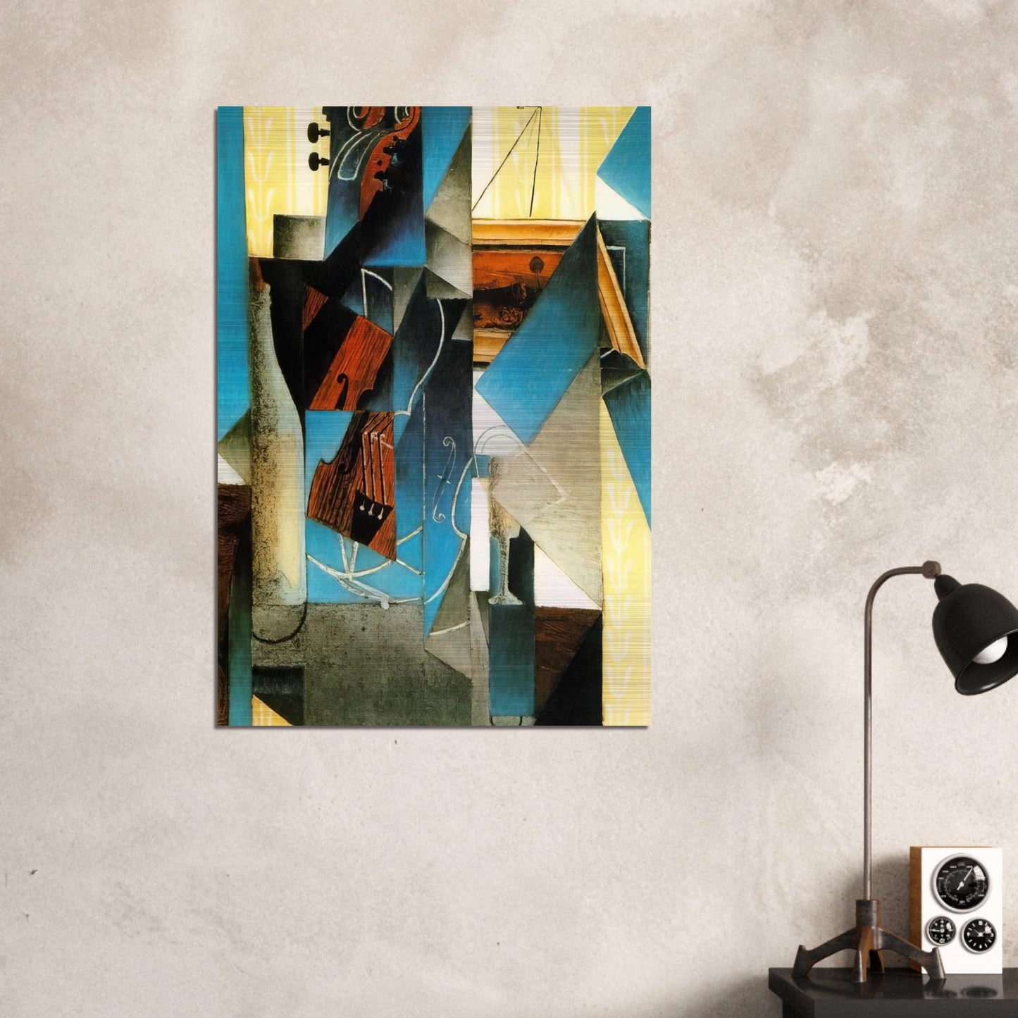 VIOLIN AND PRINT 1913 - Juan Gris Brushed Aluminum Print - 70x100 cm / 28x40 inches | Juan Gris Aluminum Print | Juan Gris Prints