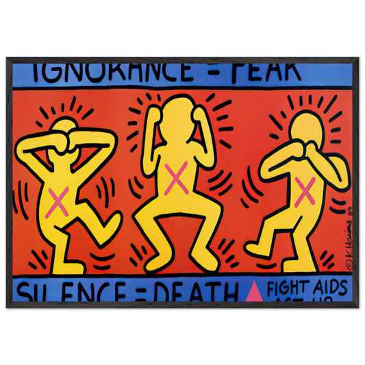 IGNORANCE FEAR 1989 N2 - Keith Haring 70x100 cm / 28x40 inches Framed Art Print – Black Wooden Frame