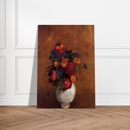 BOUQUET OF FLOWERS IN A WHITE VASE - Odilon Redon Brushed Aluminum Print - 70x100 cm / 28x40 inches | Odilon Redon Aluminum Print | Odilon Redon Prints