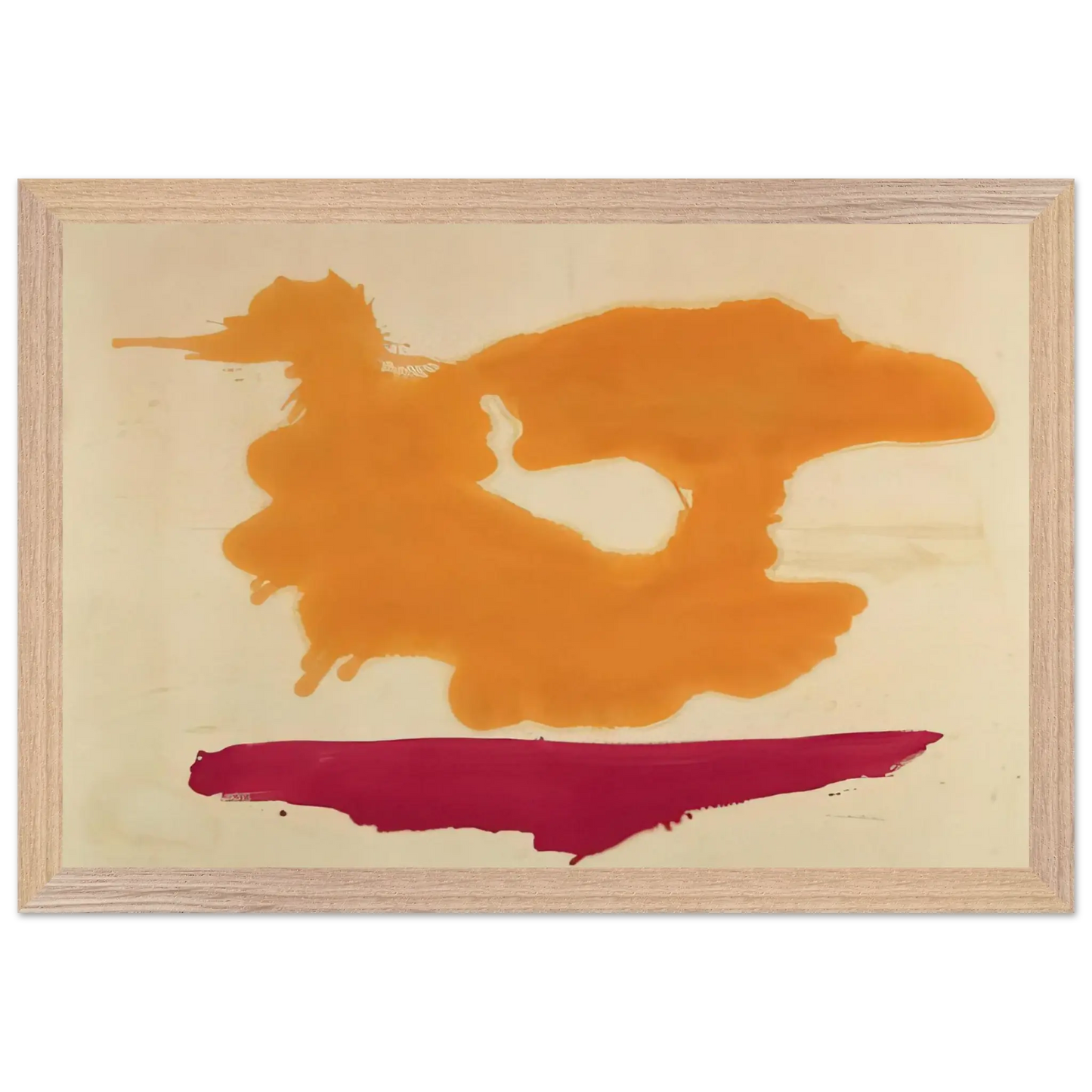 Helen Frankenthaler - Only Orange - 1963 Wall art - 60x80 cm / 24x32 Inches - Premium Wooden Framed Poster With Fine Art Paper - Black frame