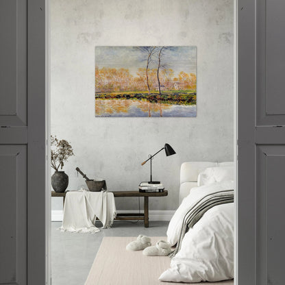 The Banks of the River Epte at Giverny - claude monet Brushed Aluminum Print - 70x100 cm / 28x40 inches | claude monet Aluminum Print | claude monet Prints
