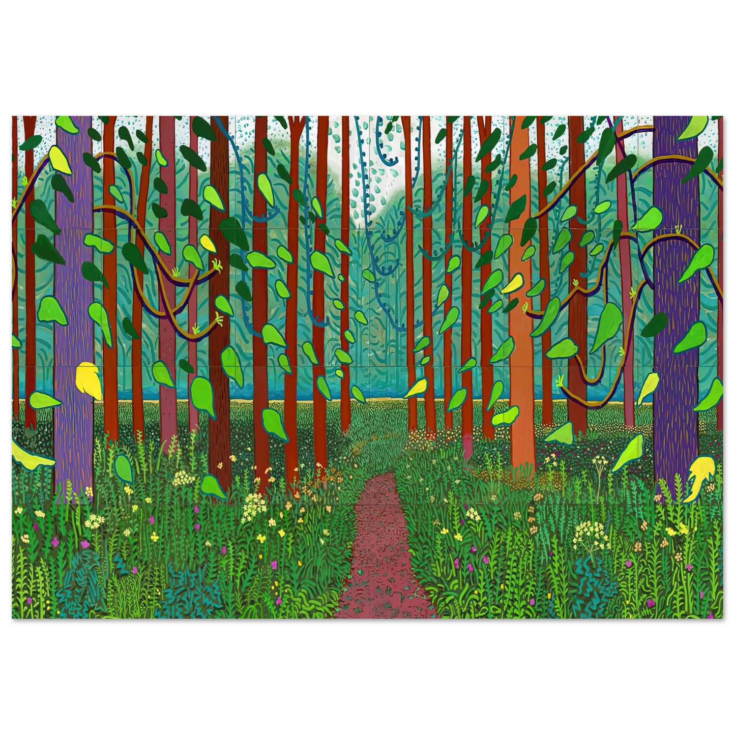 David Hockney - David Hockney Wall art - 13x18 cm / 5x7 inches - Premium Wooden Framed Poster With Fine Art Paper-canvas - White frame