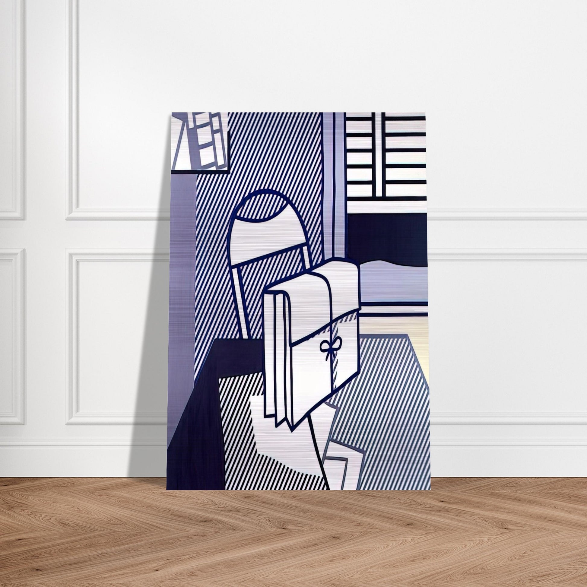 STILL LIFE WITH DOSSIER 1976 - Roy Lichtenstein Brushed Aluminum Print - 70x100 cm / 28x40 inches | Roy Lichtenstein Aluminum Print | Roy Lichtenstein Prints